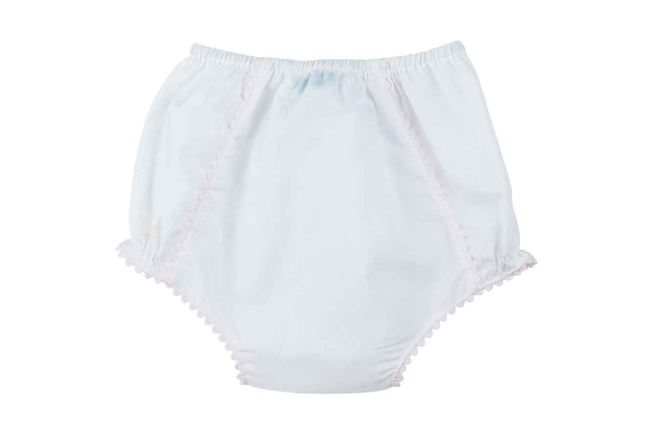 Feltman Brother White Diaper Cover W/pink Ric Rac  5701 4704