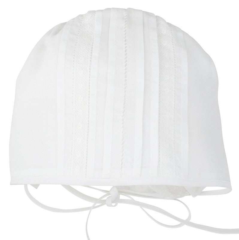 Feltman Brothers White Boy Bonnet W/Lace Insertion 6/9m 5850R