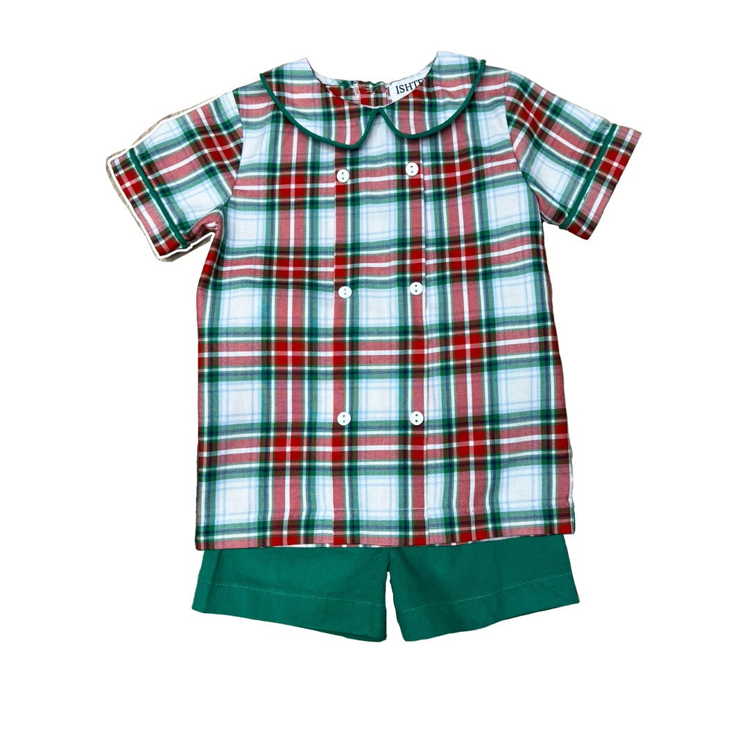 Ishtex Red/Green Plaid Boy's Set 5F138 5210