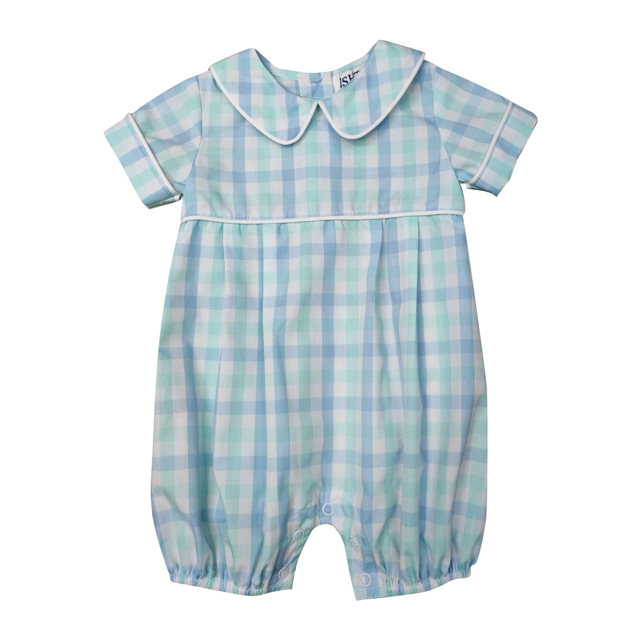 Ishtex Blue Plaid Boy's Bubble Romper 5S015 5202