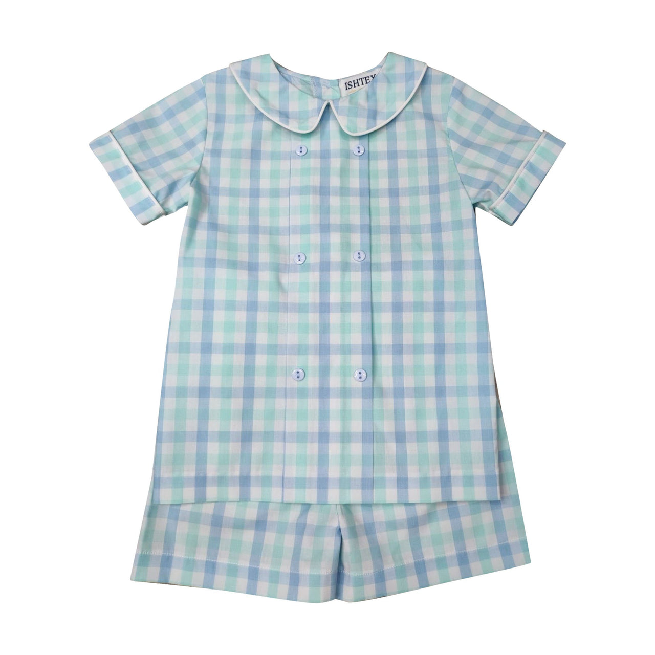 Ishtex Blue Plaid Boy's Short set 5S016 5202