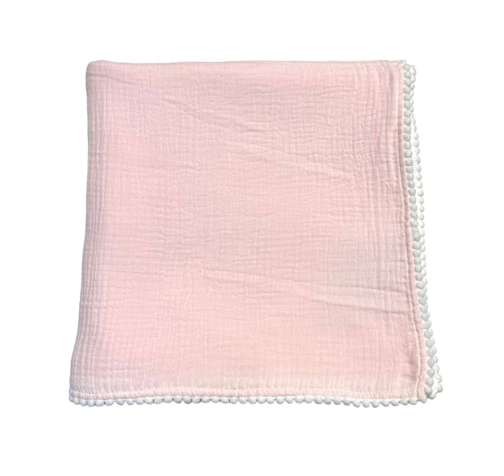 A Soft Idea Swaddle Baby Blanket W/Pom Pom  5108
