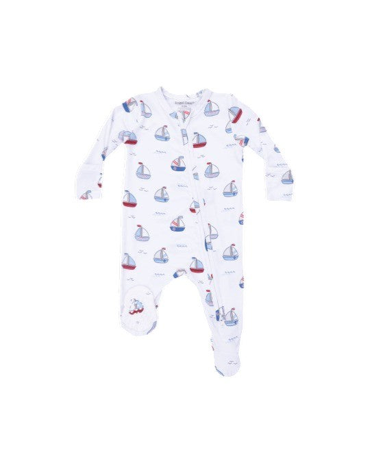 Angel Dear Bubbly Sailboats 2 way Zipper Footie 651-S26-BSB 5302