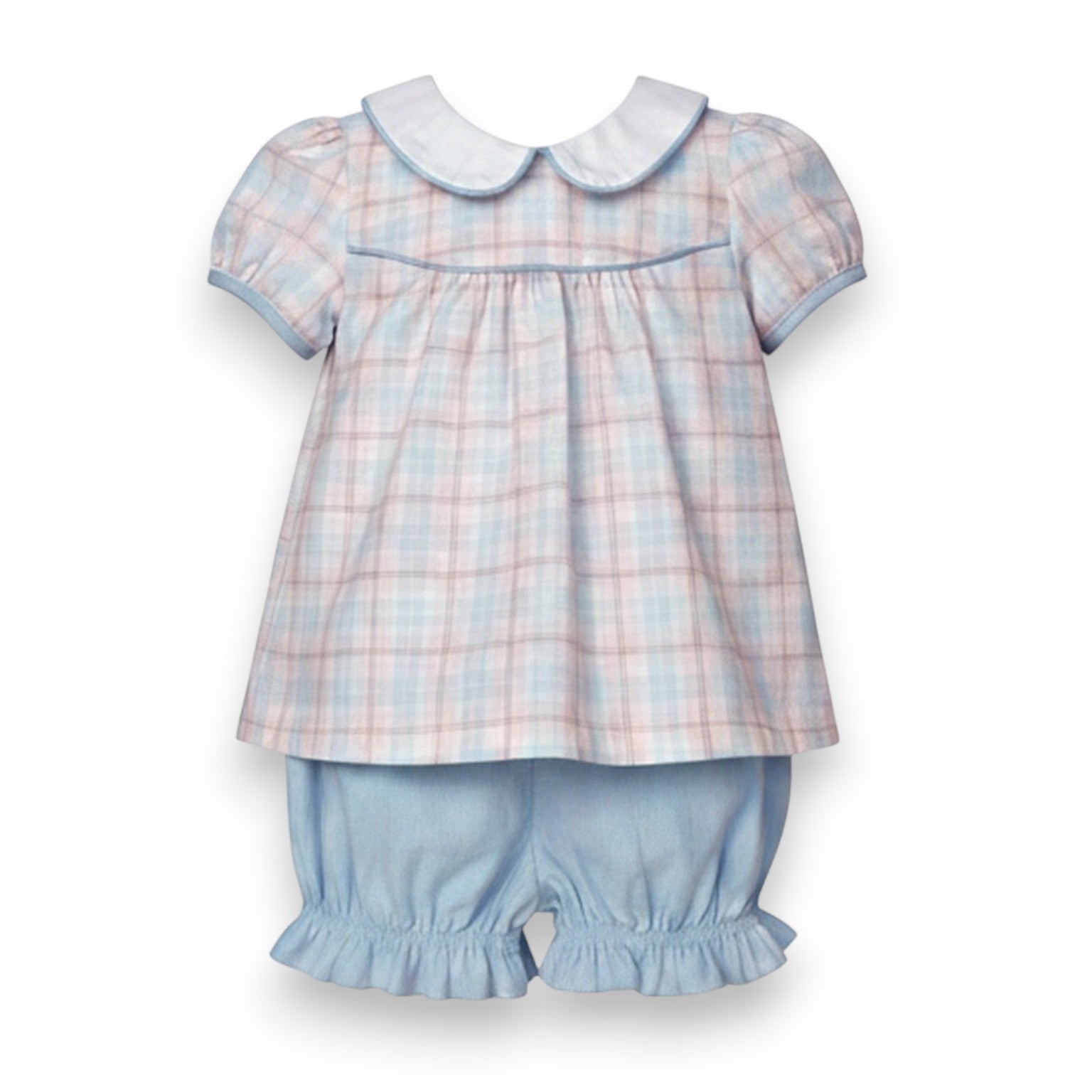 Ishtex Pink/Blue Plaid Bloomer Set 6F118