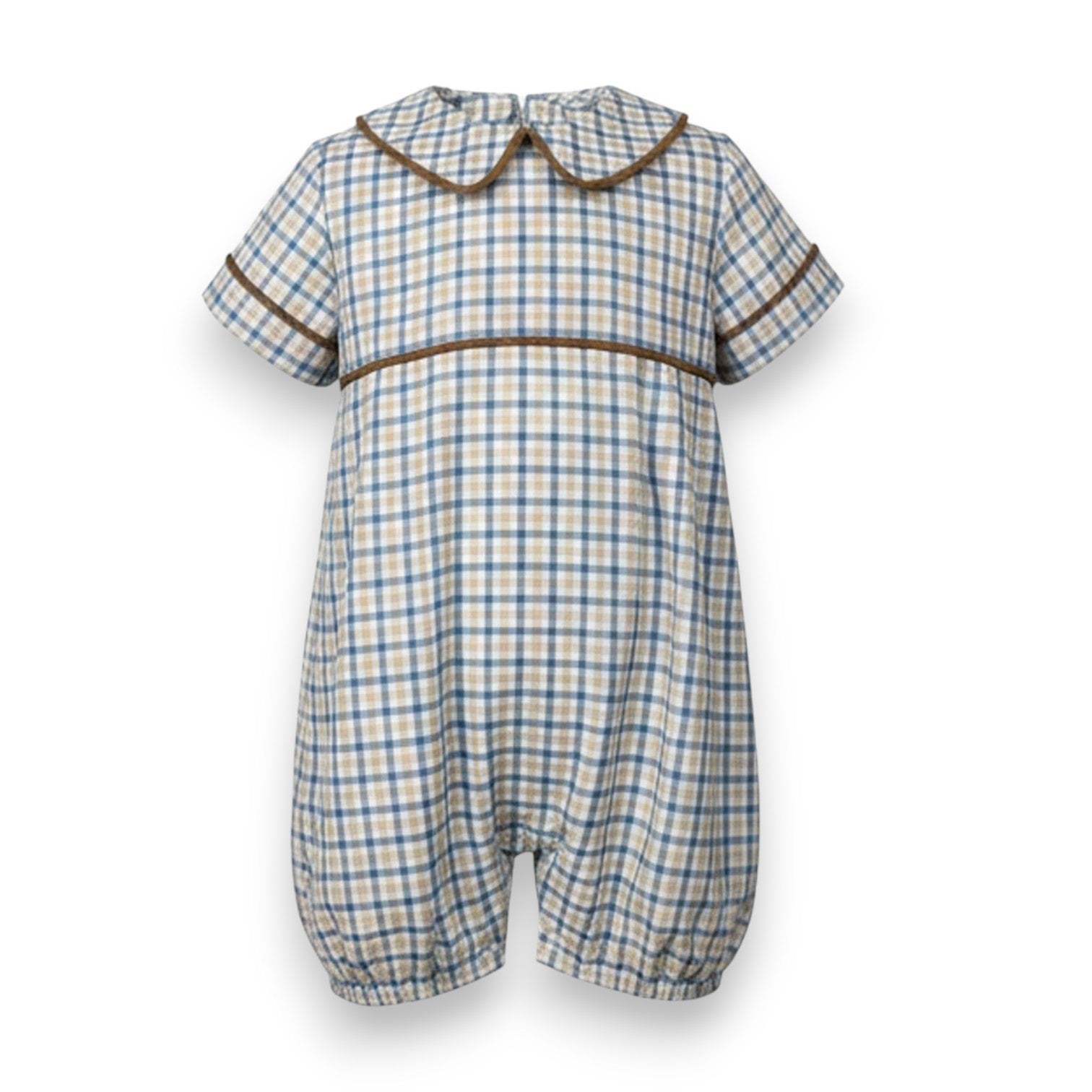 Ishtex Blue/Khaki Plaid Romper 6F124