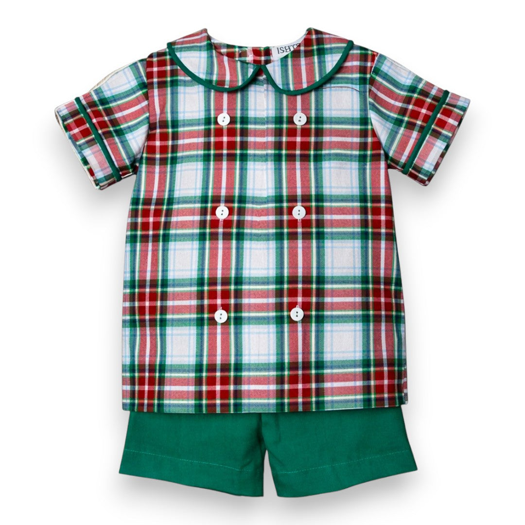 Ishtex Red/Green Plaid Shorts Set 6F133 5309