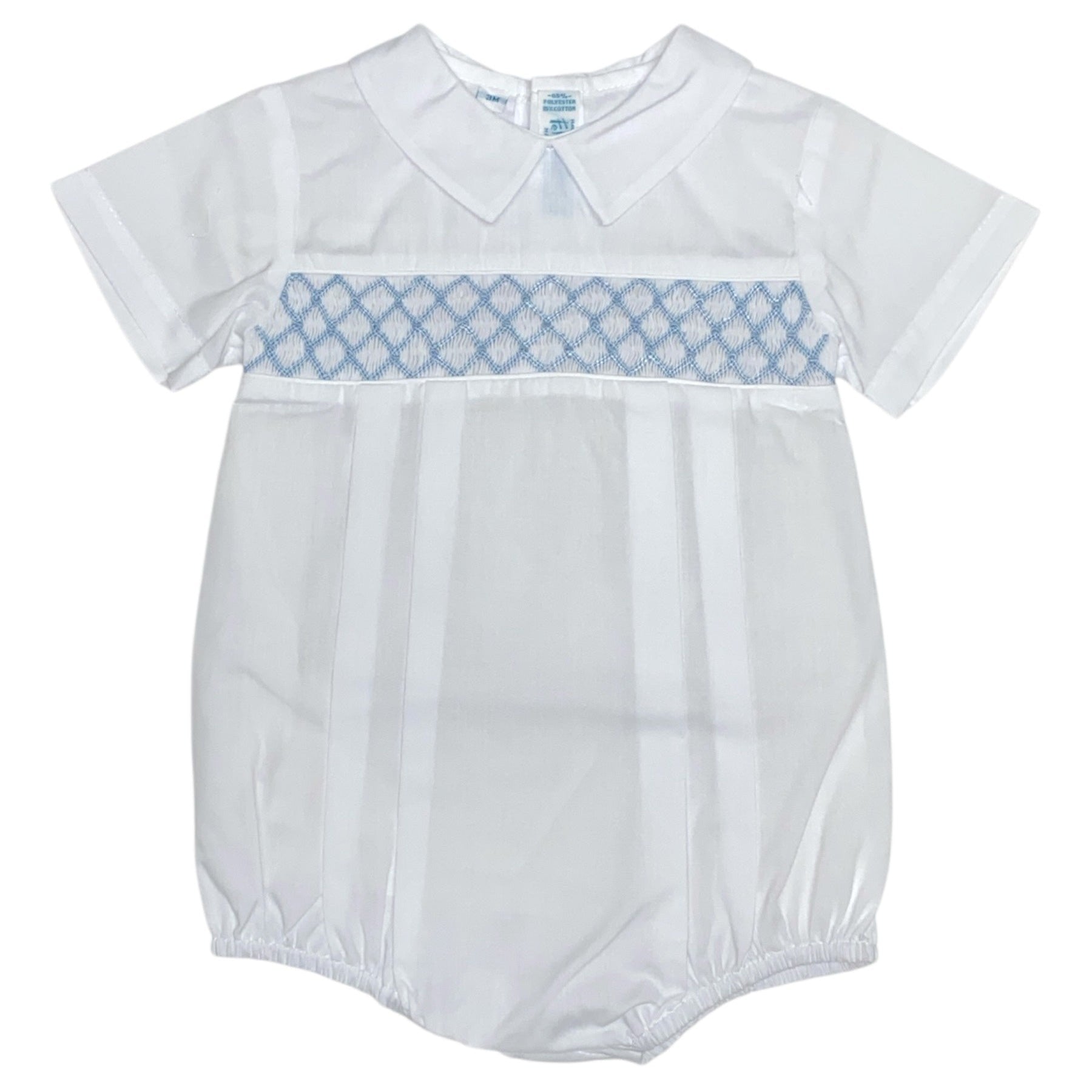 Feltman Brothers White Romper W/Blue Diamond Smocking 23997 5208