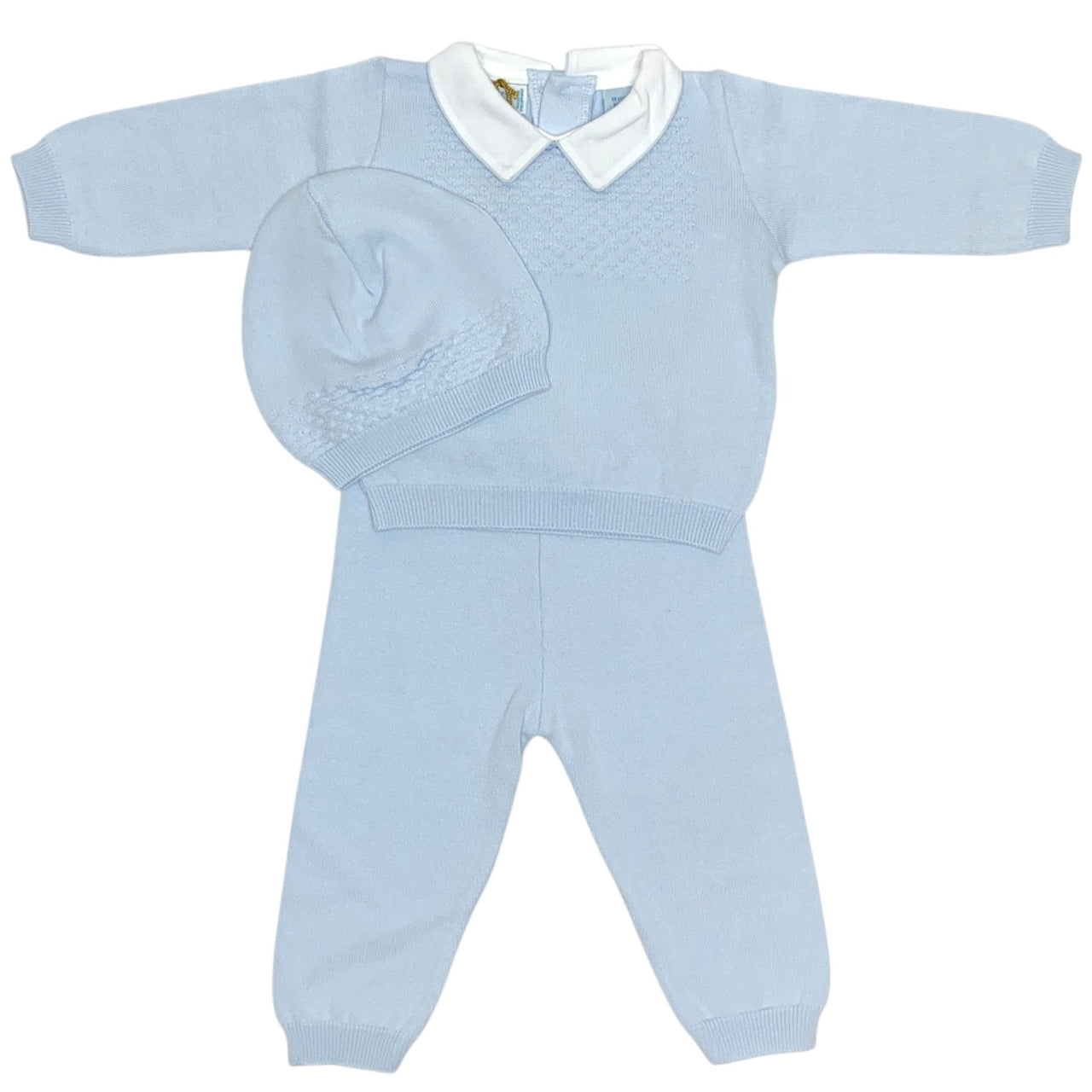 Feltman Brothers Blue Knit Two piece Pique Collar & Hat  4803 5208