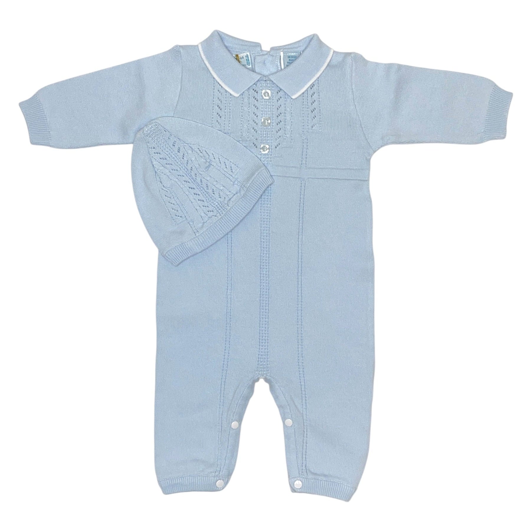 Feltman Brothers Blue Knit Romper W/Hat 6006 5208