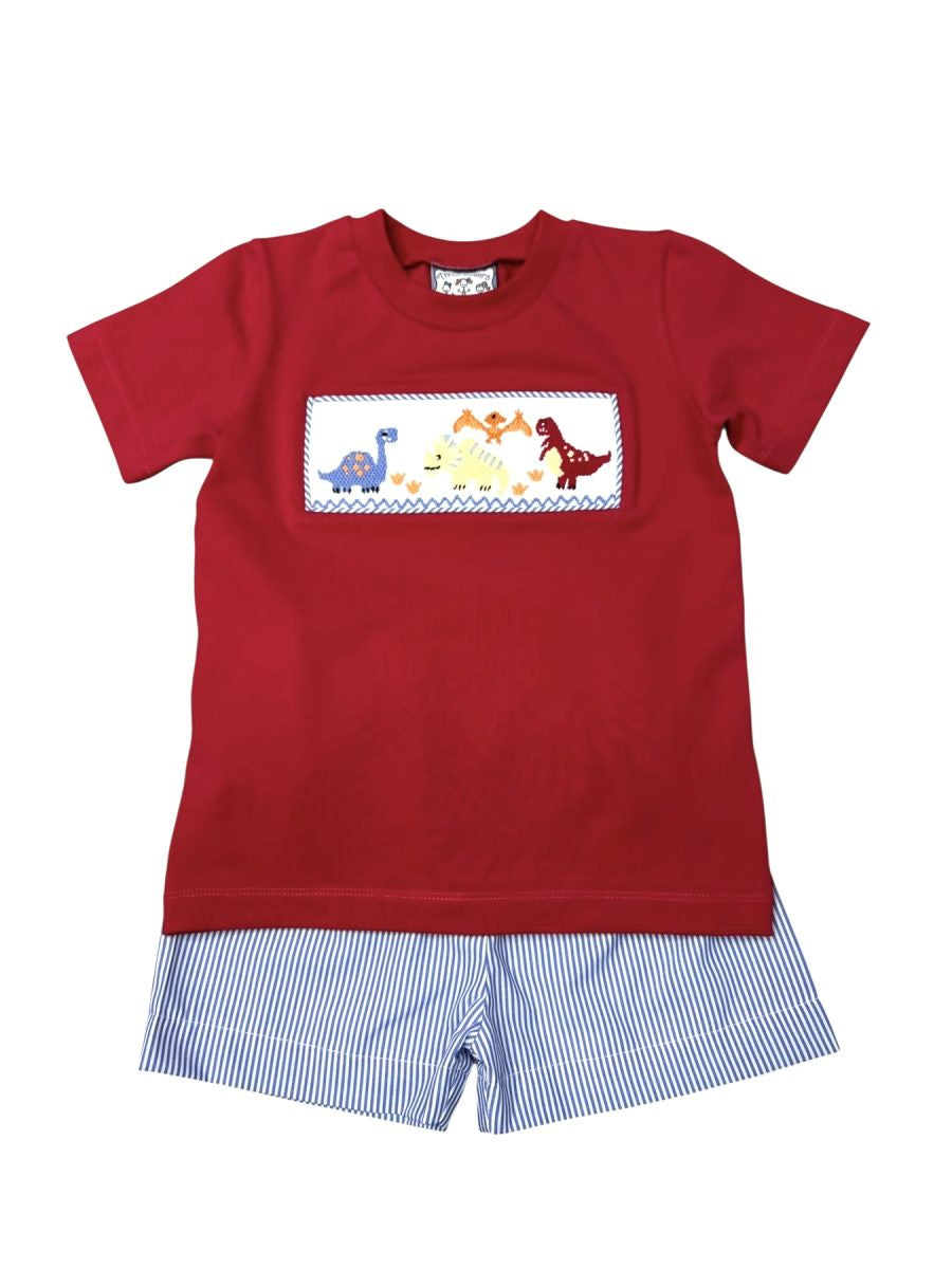 Three Sisters Dinosaur Smocked Boys Short Set 723 5301