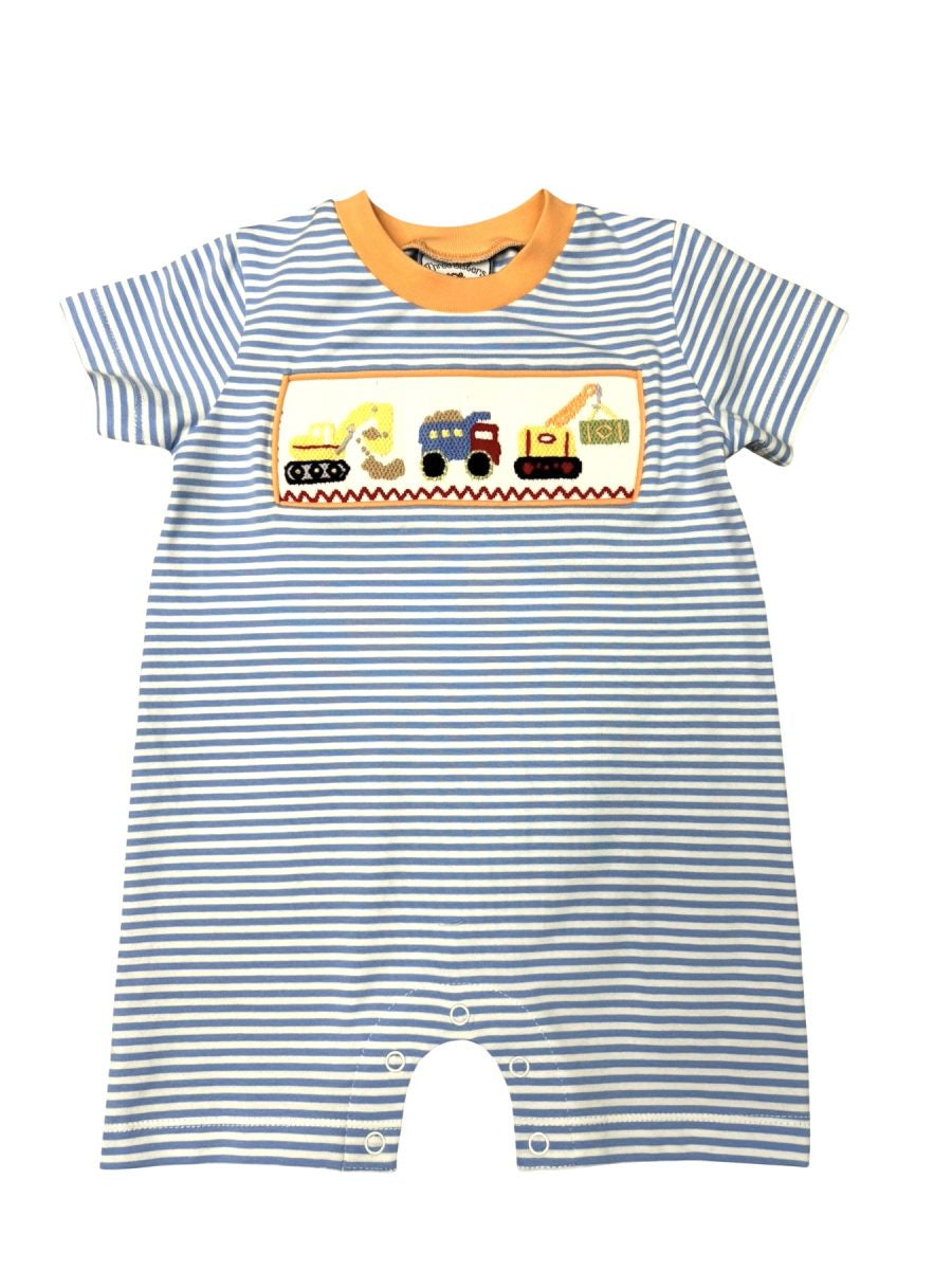 Three Sisters Construction Smocked Boys Romper 724 5301