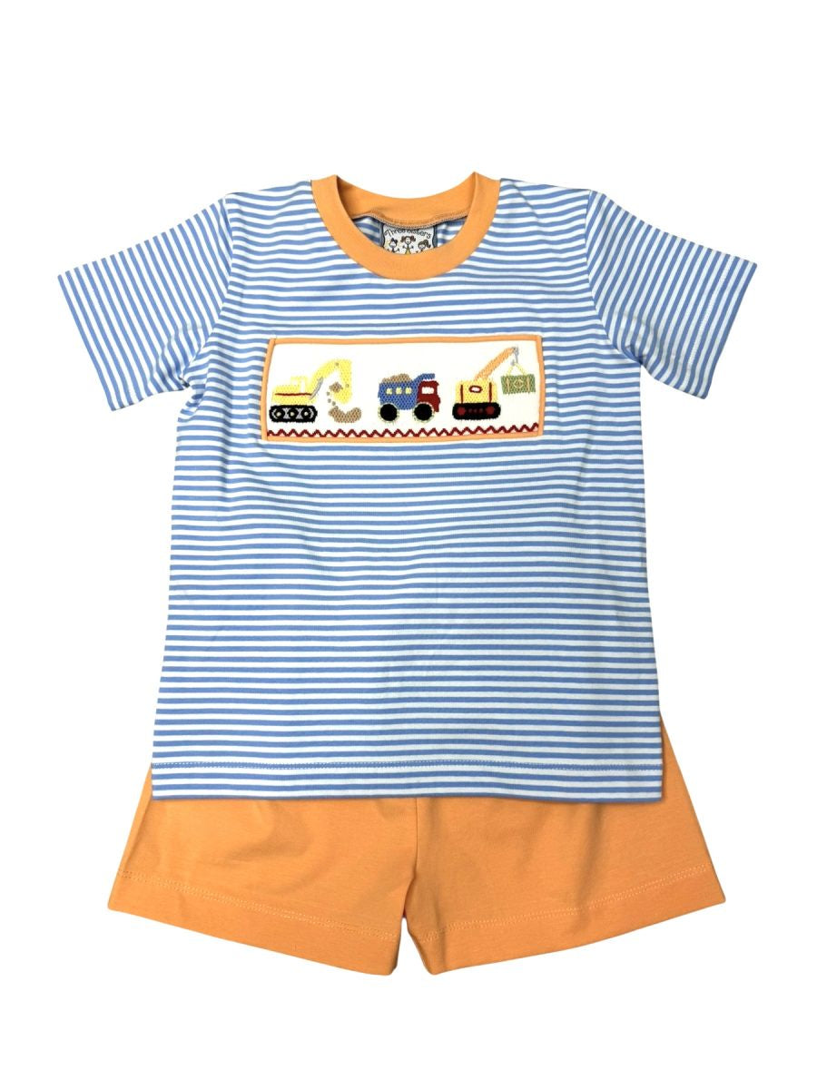 Three Sisters Construction Smocked Boys Short Set 725 5301