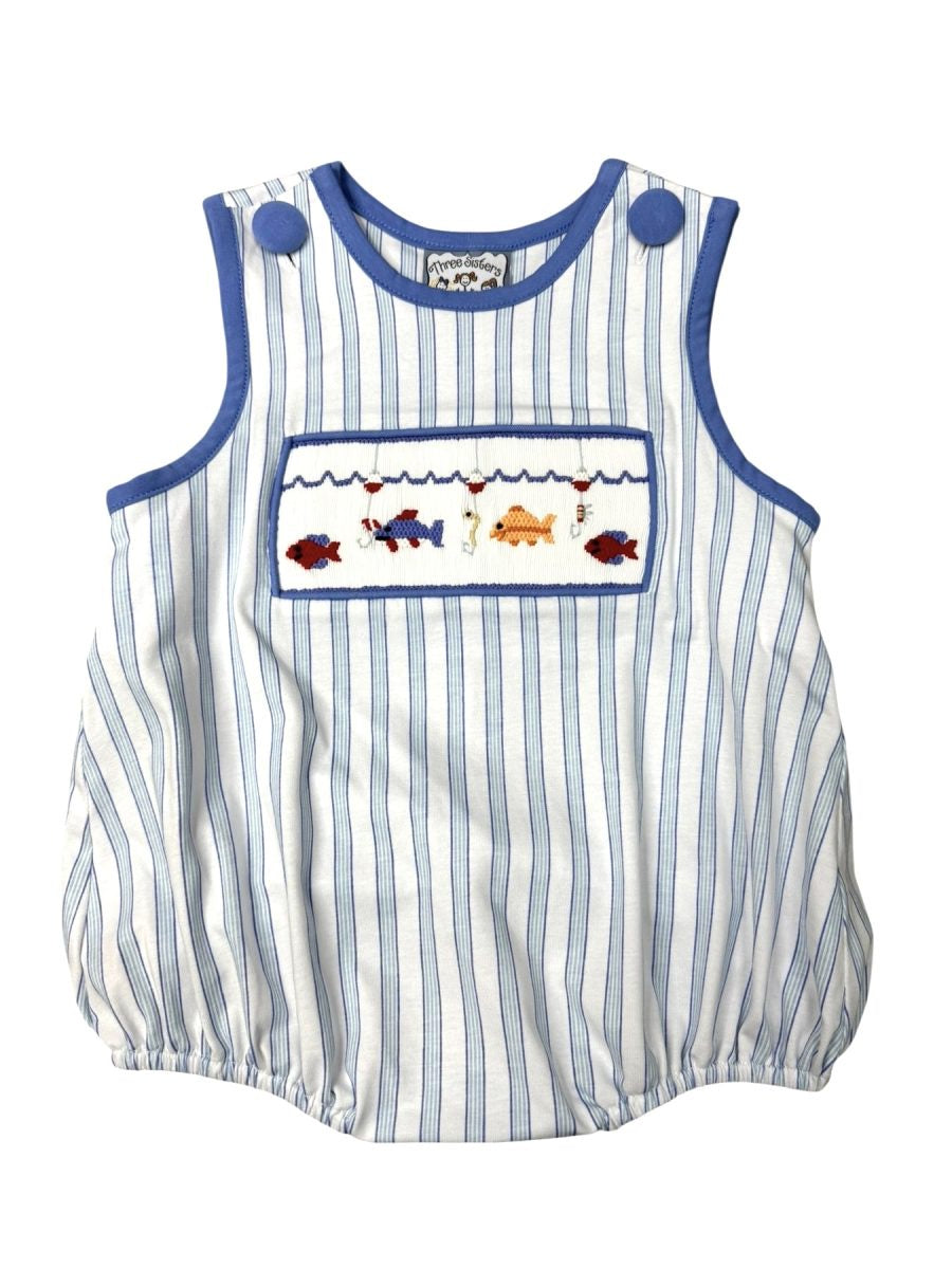 Three Sisters Hooked on Fishing Smocked Bubble 726 5301