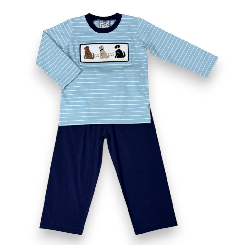 Three Sisters Playful Pups Smocked Boys Pant Set 728 5307