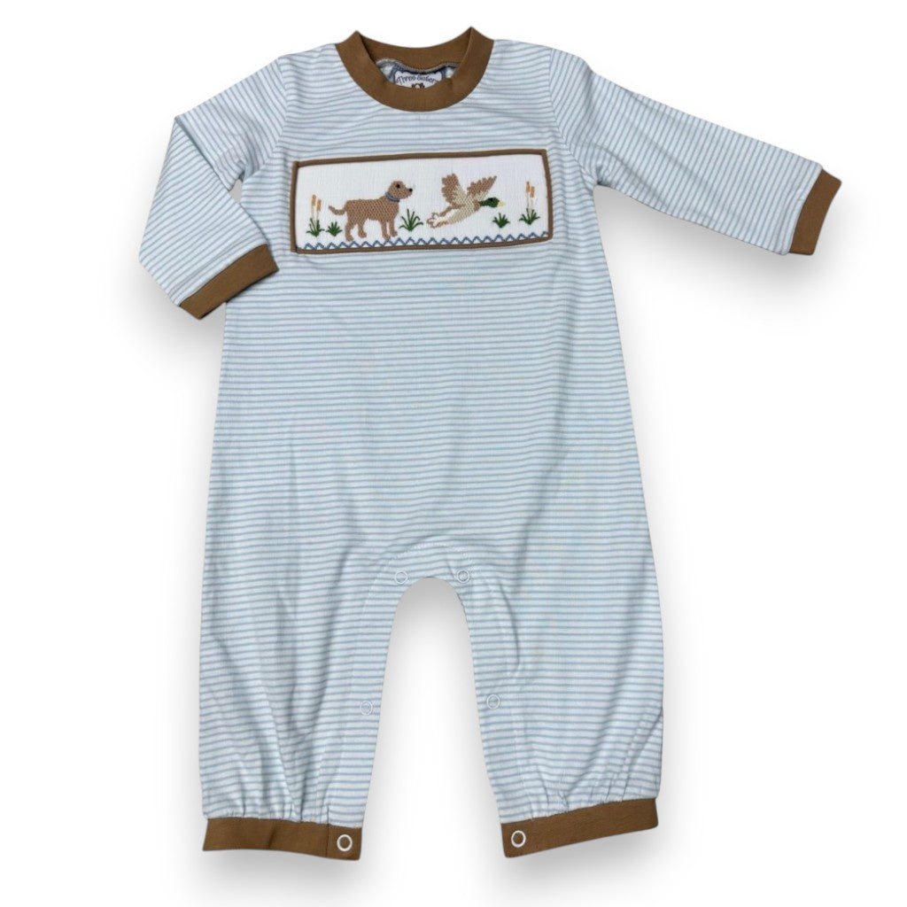 Three Sisters Duck Hunt Smocked Boys Romper 737 5307