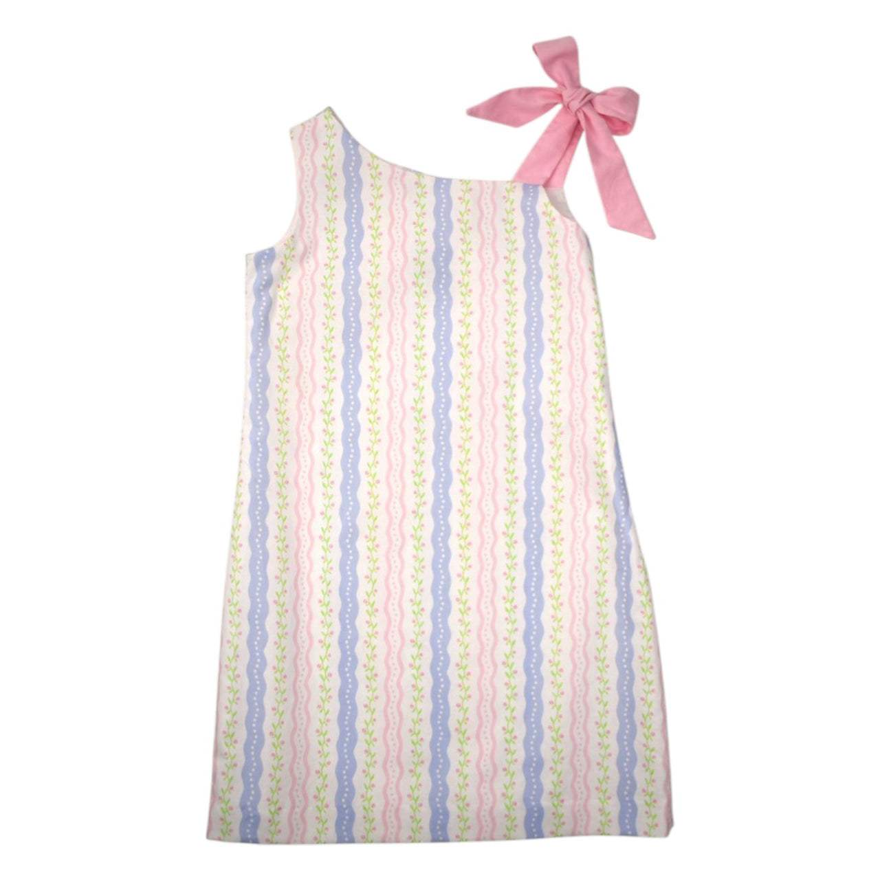 Maggie Breen One Shoulder Bow Dress Stripe Floral 78461 5301