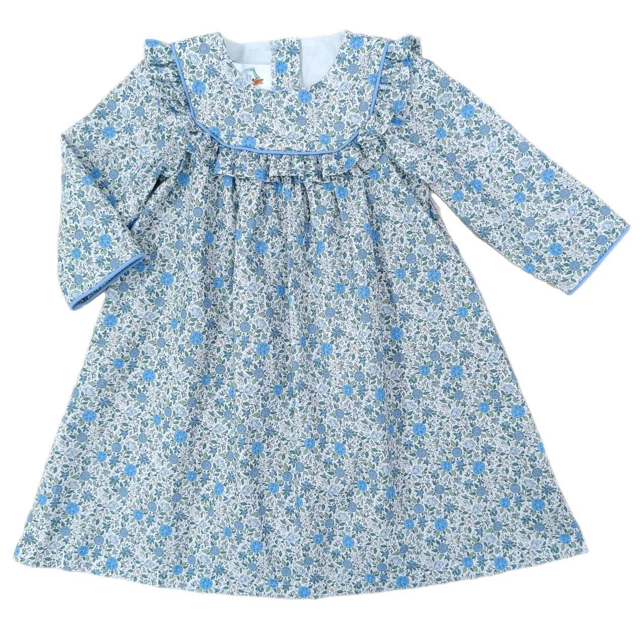 Love George Long Sleeve Woven Girls Dress Blue Floral 5209