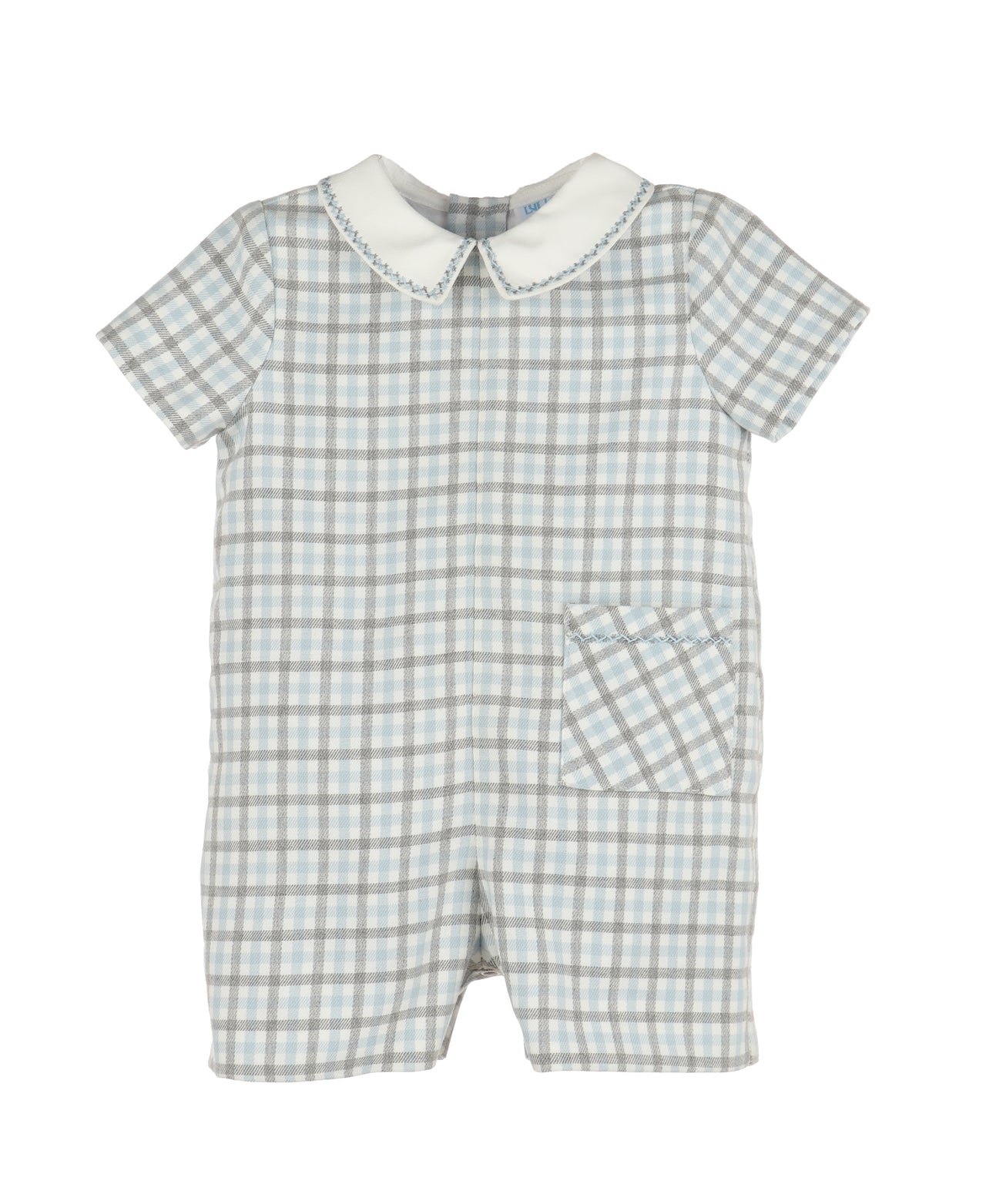 Luli & Me Gingham Check Romper Blue 8639 5108