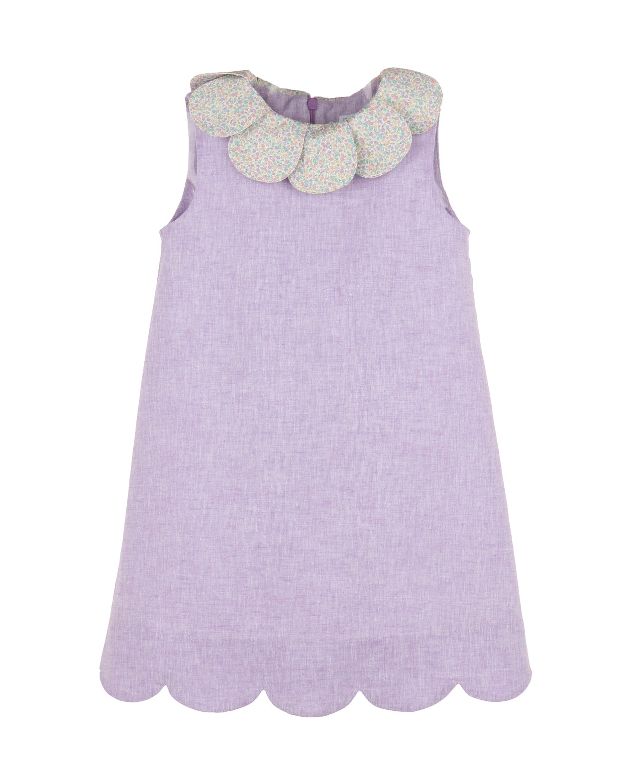 Luli & Me Pastel Print Scallops Dress Lilac 8734-Li 5202