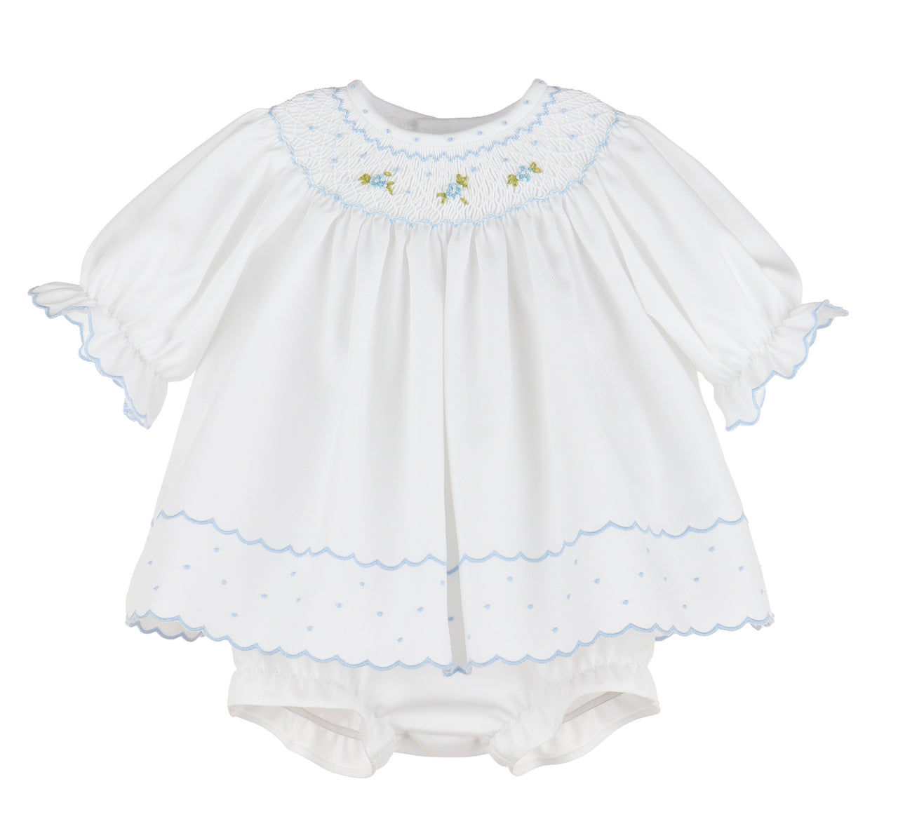 Luli & Me Classic Embroidery Feston Bishop White/Blue 8860 5206