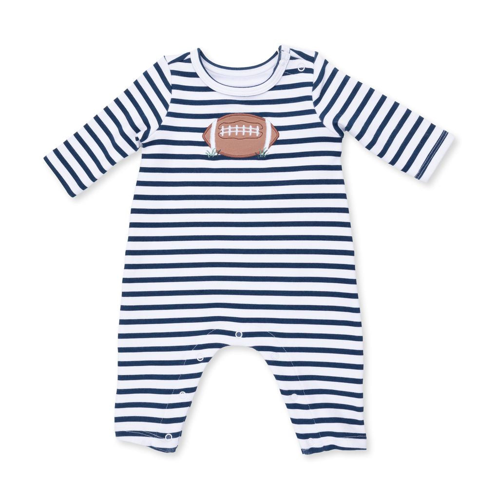 Angel Dear Football Navy Long Sleeve Snap Shoulder Romper 956-F26-FNA