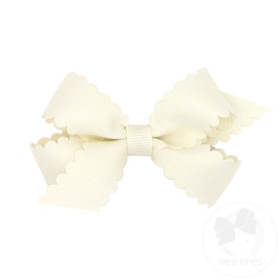 Wee Ones Mini Grosgrain Hair Bow w/ Scalloped Edge