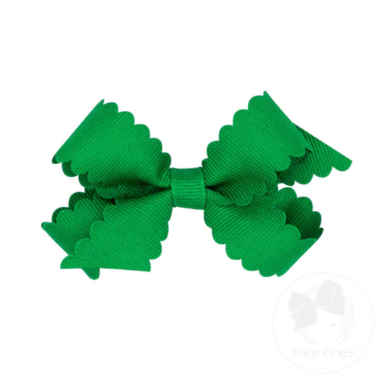 Wee Ones Mini Grosgrain Hair Bow w/ Scalloped Edge
