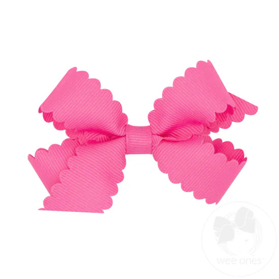 Wee Ones Mini Grosgrain Hair Bow w/ Scalloped Edge