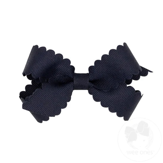 Wee Ones Mini Grosgrain Hair Bow w/ Scalloped Edge