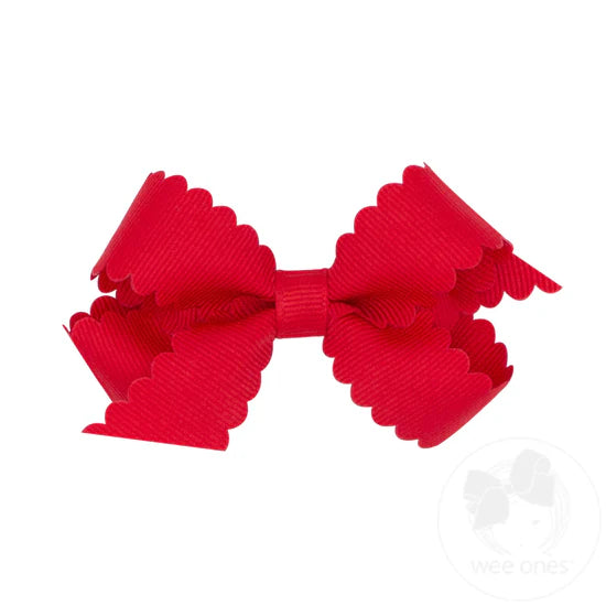 Wee Ones Mini Grosgrain Hair Bow w/ Scalloped Edge