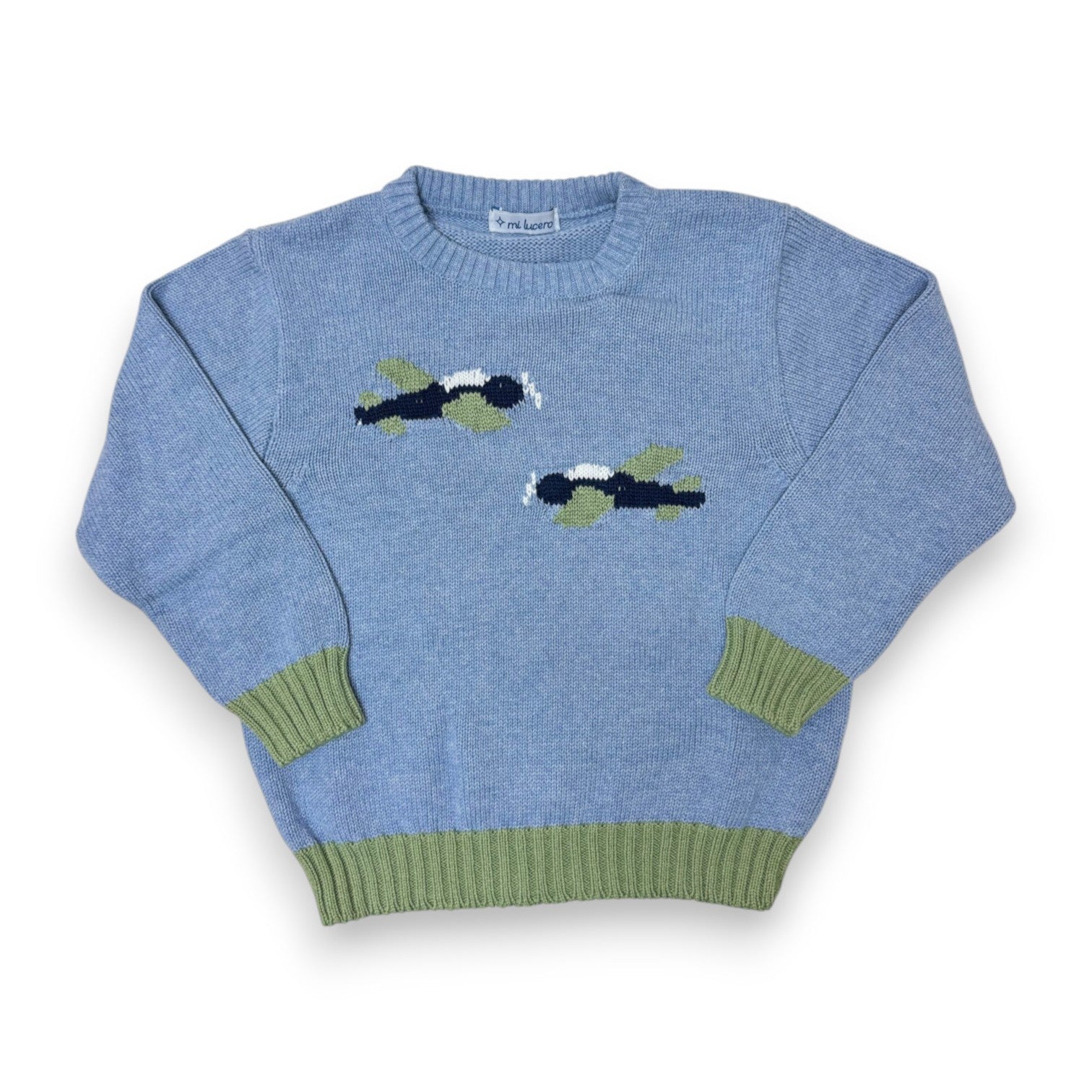 Mi Lucero Airplane Crew Neck Chambray/Navy/Sage/White U26242 5308
