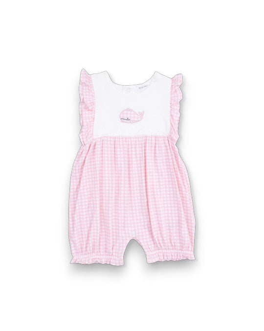 Angel Dear Bubbly Whale W/Bow Pink Ruffle Playsuit Pink Gingham