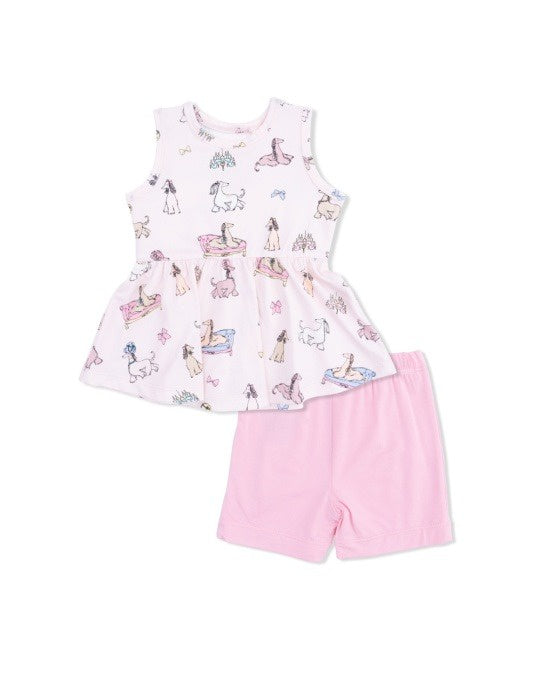 Angel Dear Fancy Hounds W/Bows Peplum TAnk Top & Bike Short 569-S26-AGD 5302