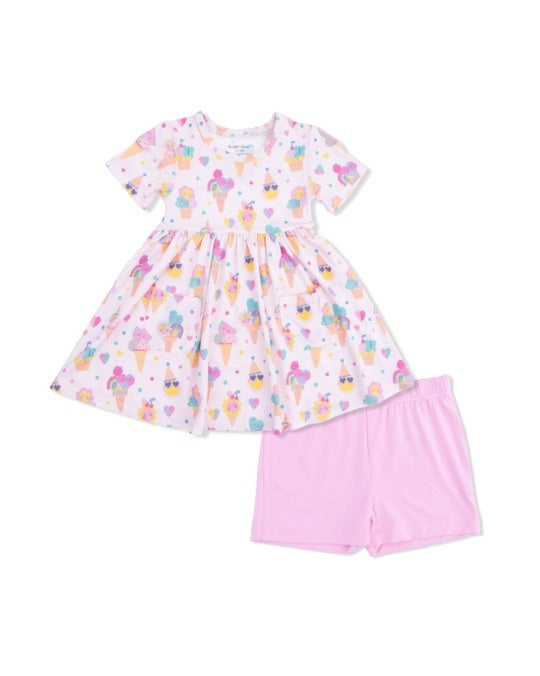 Angel Dear Ice Cream Fun Crew Twirly Dress W/Cartwheel Short 551B-S26-ICC 5302