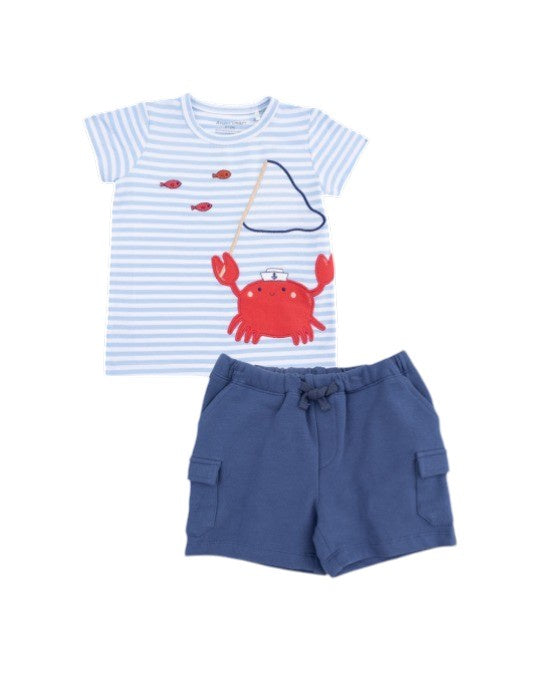 Angel Dear Sailor Sea Creatures Appliques Crew Neck Tee W/Cargo Short 485F0S26-SCA 5302