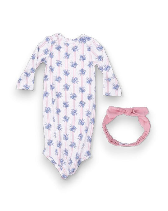 Angel Dear Stripe Dot Roses Knotted Gown & Headband 5303