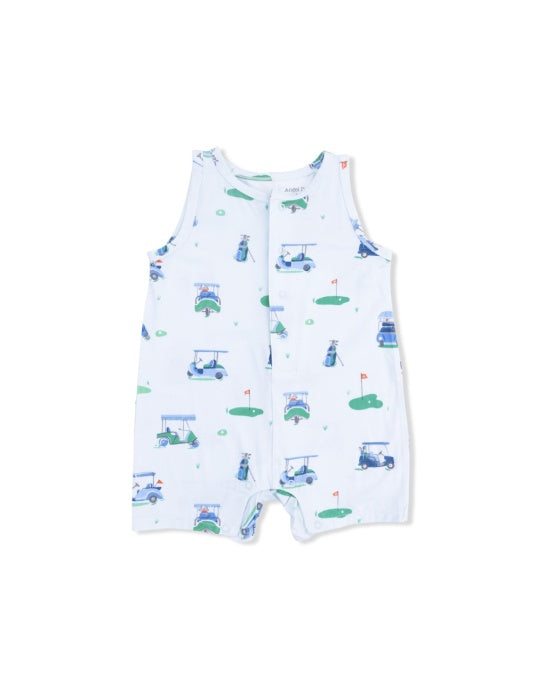 Angel Dear Vintage Golf Carts Blue Sleeveless Shortie Romper 5303