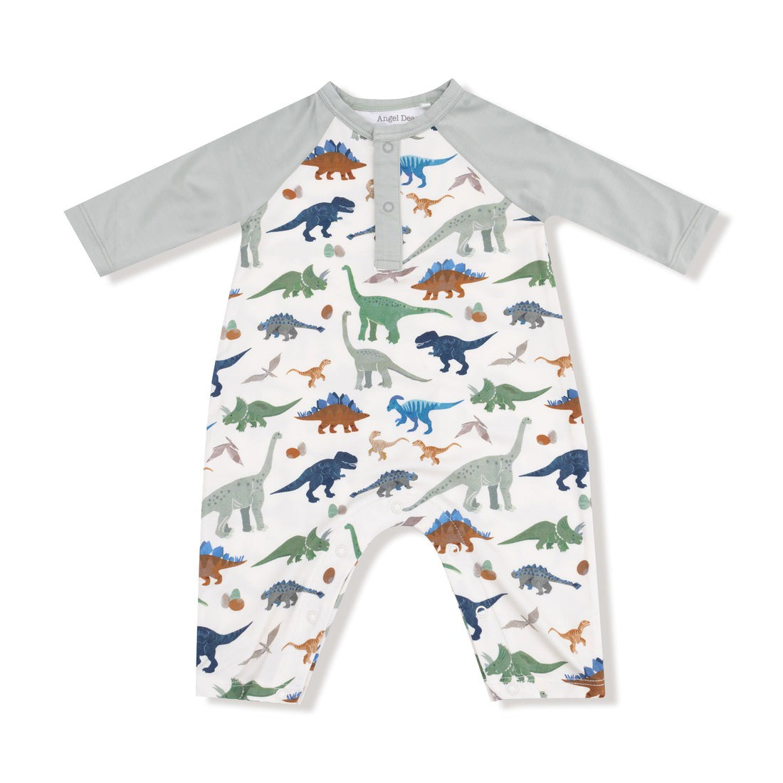 Angel Dear Washy Dinos L/S Raglan Henley Romper 623-F25-WDI2 5208