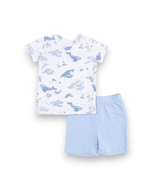 Angel Dear Watercolor Blue Whales Loungewear Short Set 5303