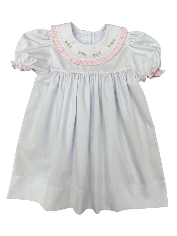 Auraluz Pique Dress White/Pink Rosebud 2236 5202