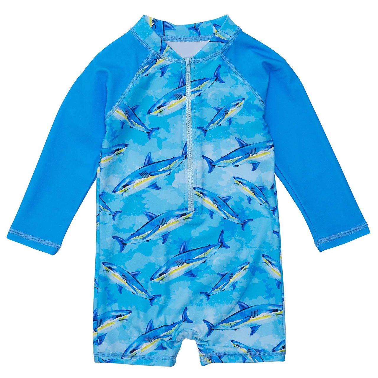 SnapperRock Jawsome Waves LS Sunsuit Blue B70838L 5112