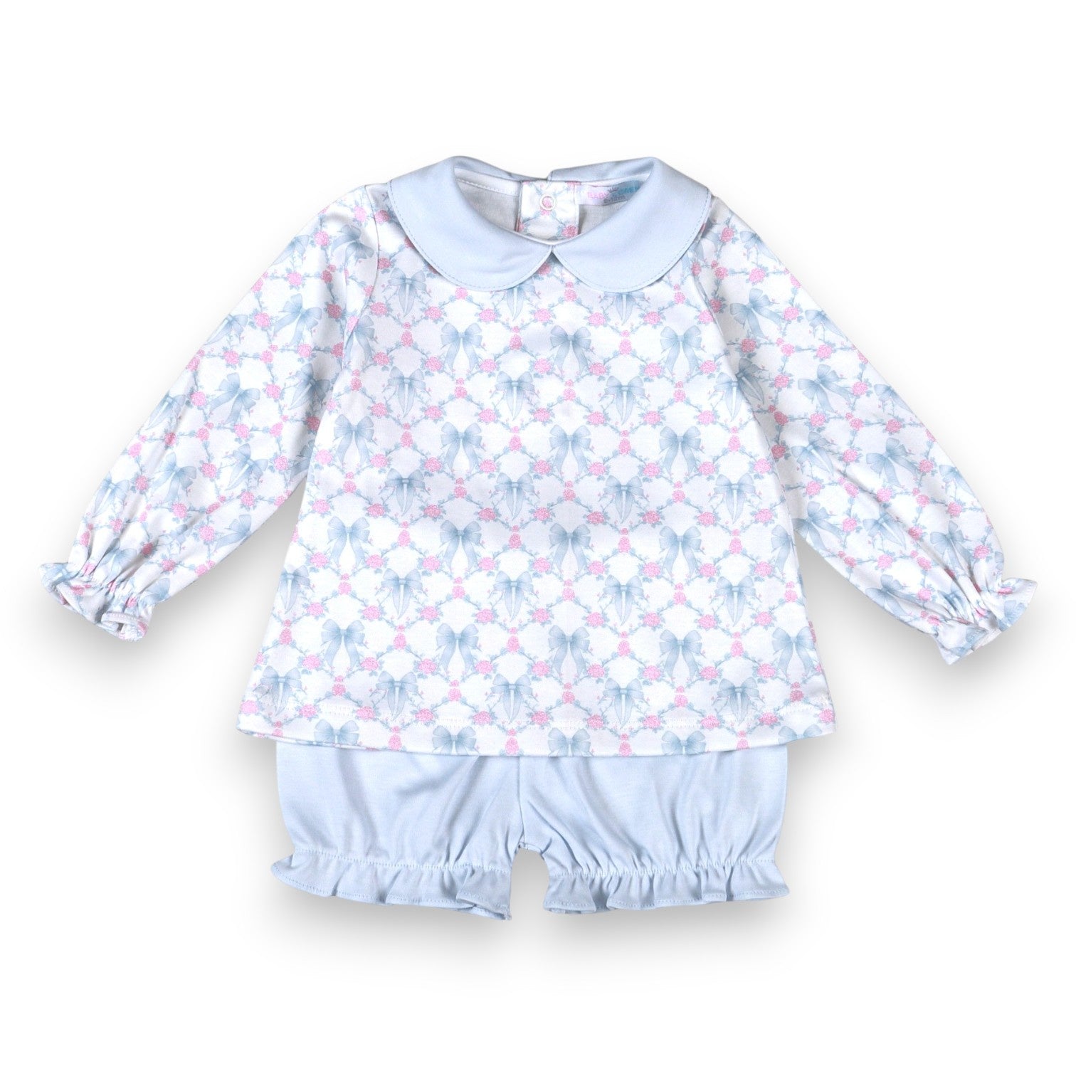 Baby Loren Blue Coquettes Pima Scallop Collar Bloomers Set BCQ-232