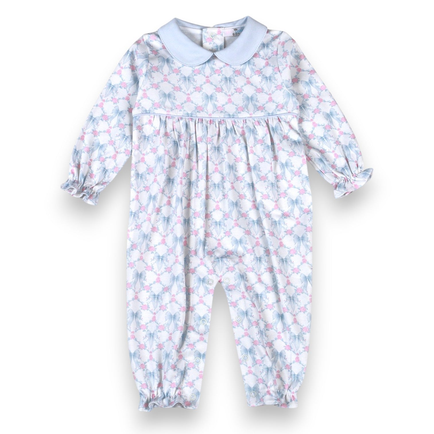 Baby Loren Blue Coquettes Pima Scallop Collar Romper BCQ-234