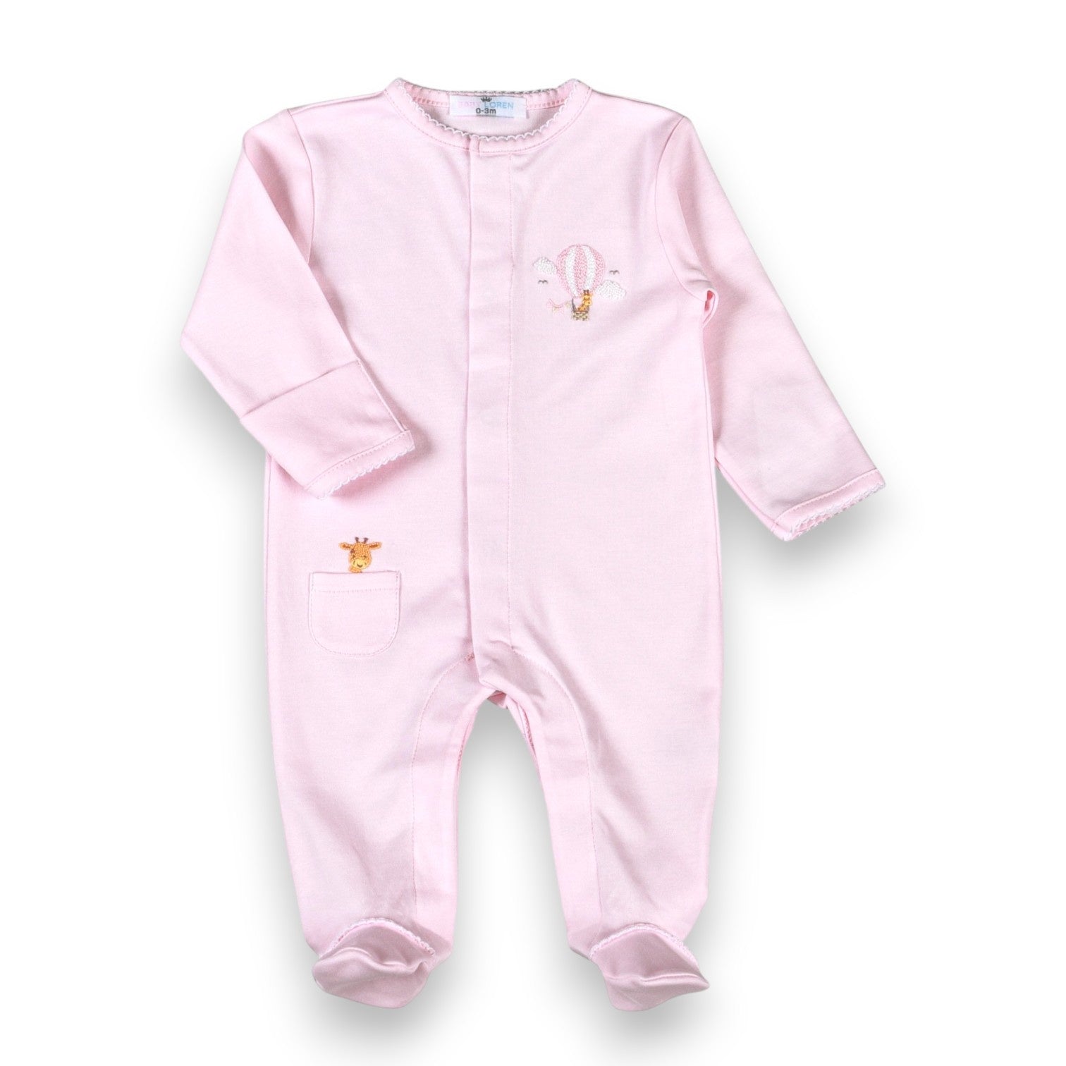 Baby Loren Pink Balloon Ride Pima Footie BRD-914