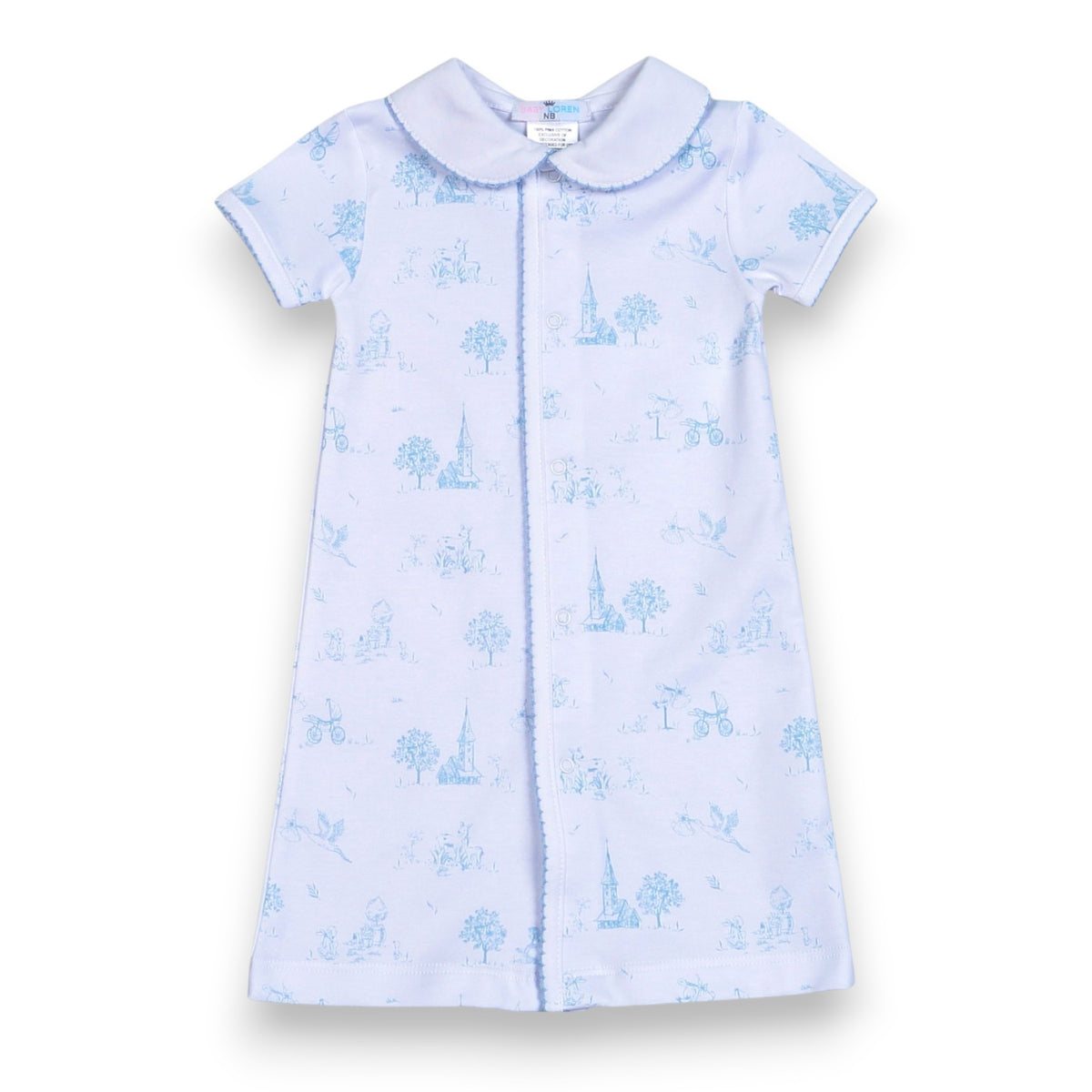 Baby Loren Blue Baby Toile Pima Baby Gown BTI-119 5309