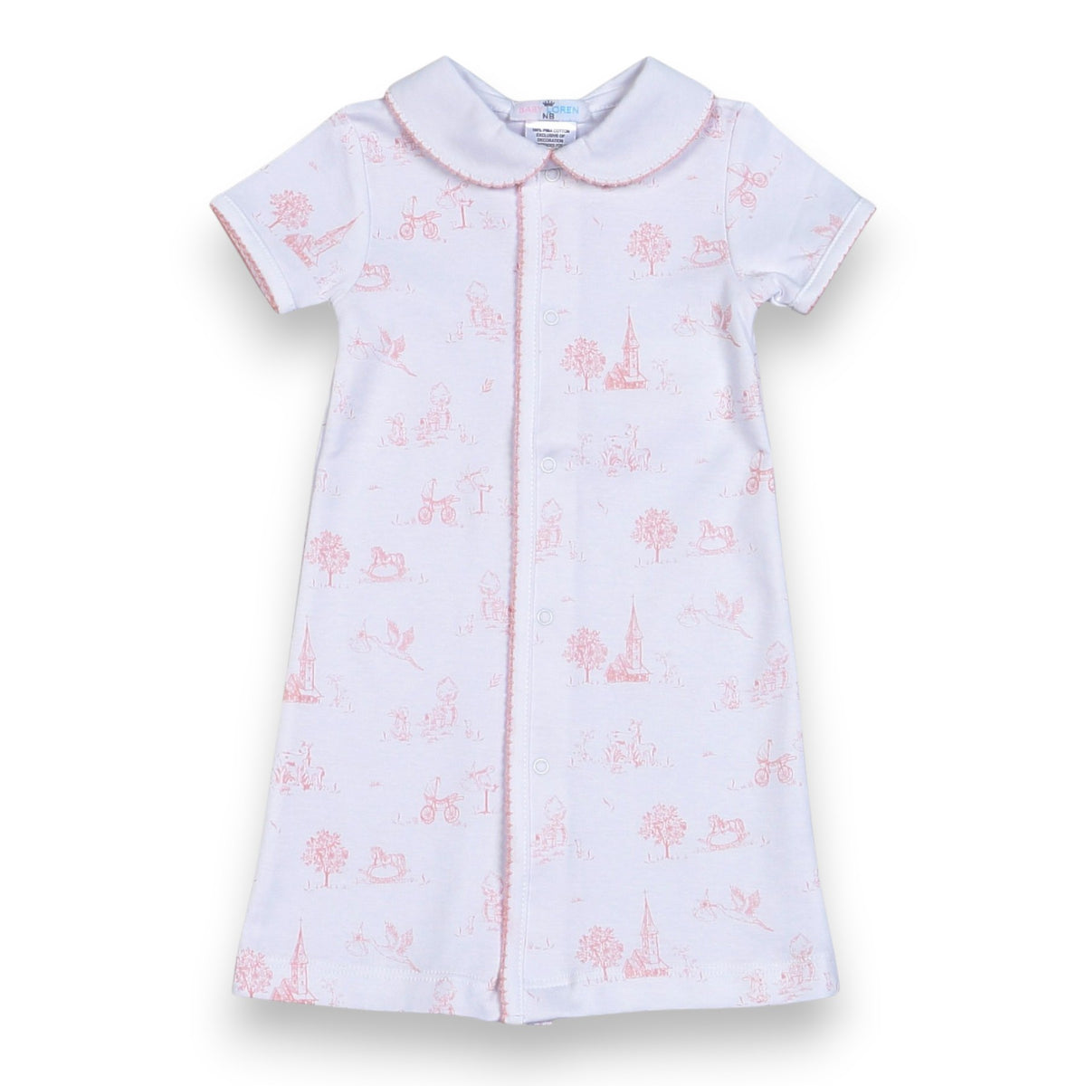 Baby Loren Pink Baby Toile Pima Baby Daygown BTI-419 5309