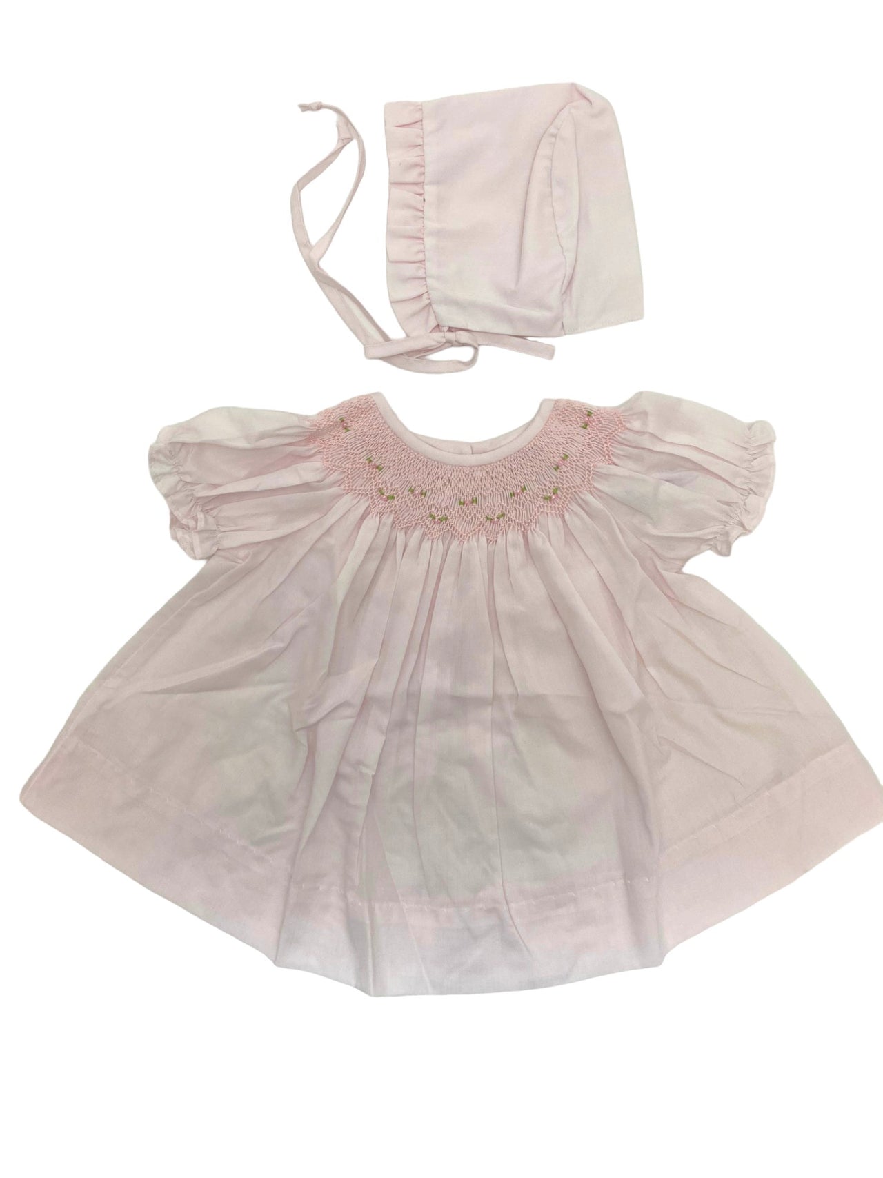 Baby Blessings Light Pink Geometric Iris Dress, Bonnet Included P-9m BB1179 5108