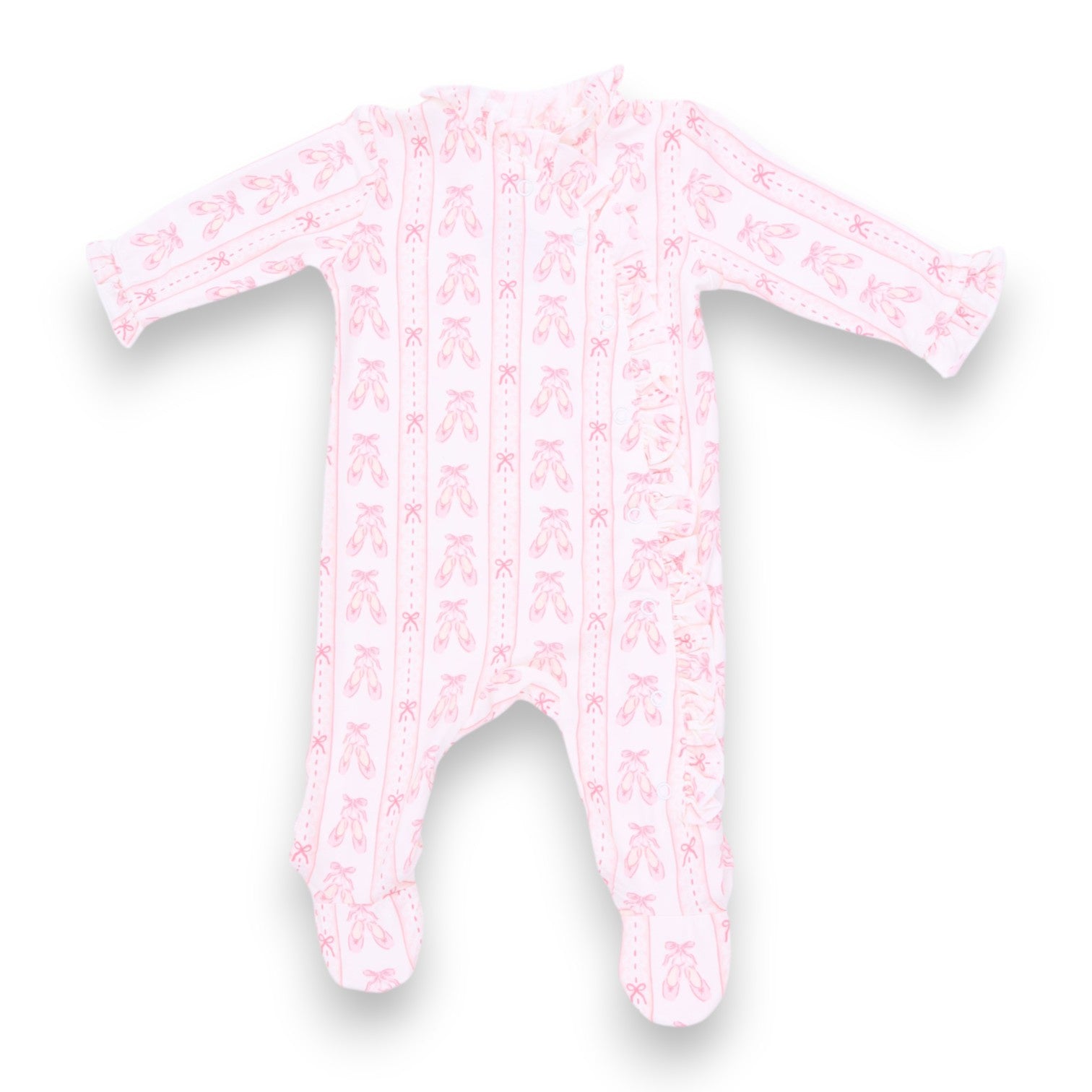 Angel Dear Ballet Shoes Ribbon Stripe Kimono Ruffle Snap Footie1395-F26-BSR 5308