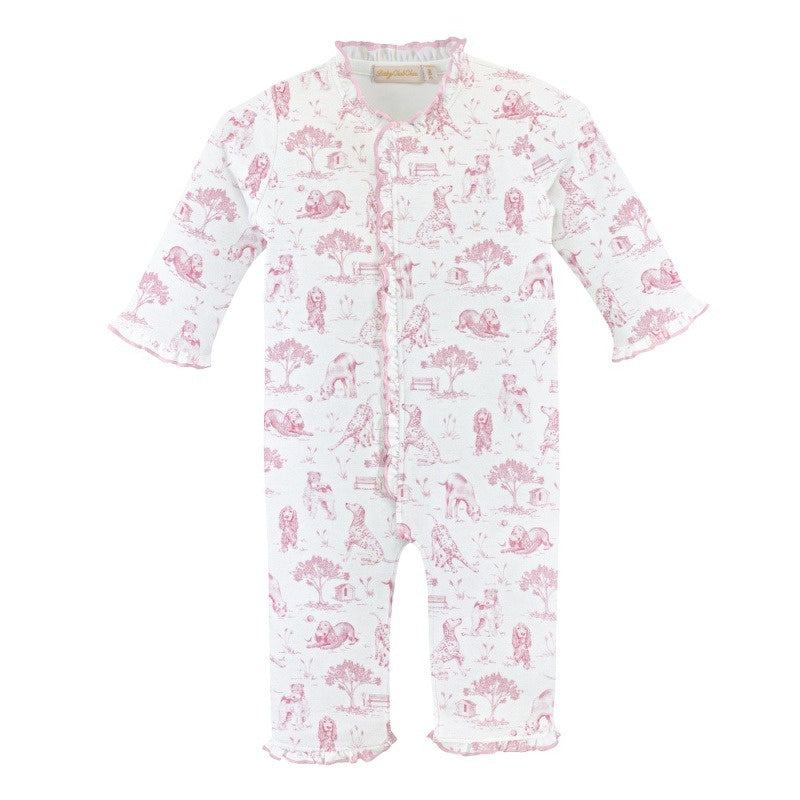 Baby Club Barking Bliss Pink Printed Coverall W/Ruffles COV15268 5208