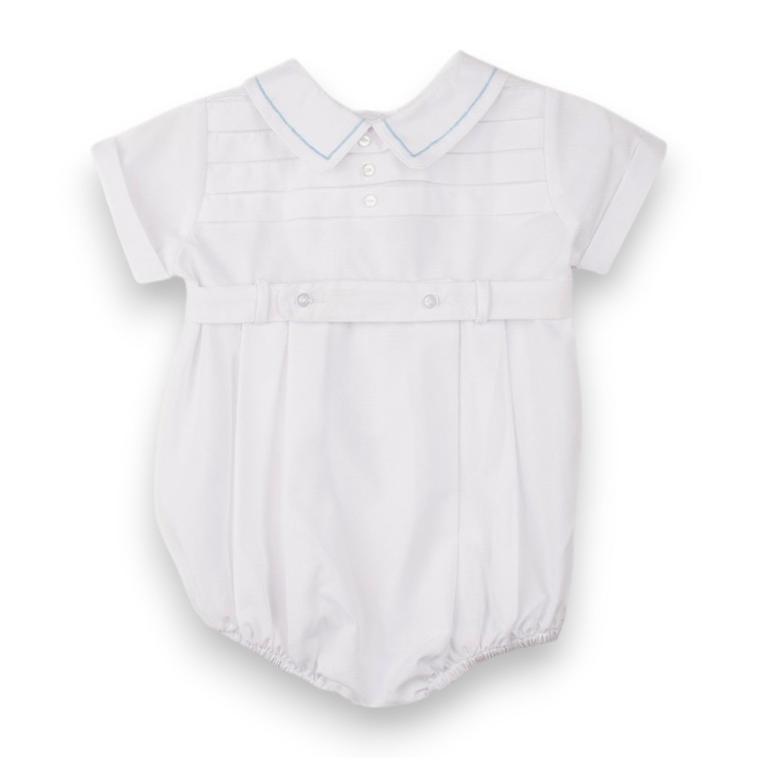 Feltman Brothers Preemie Boys Belted Creeper White/Blue P1346 5307
